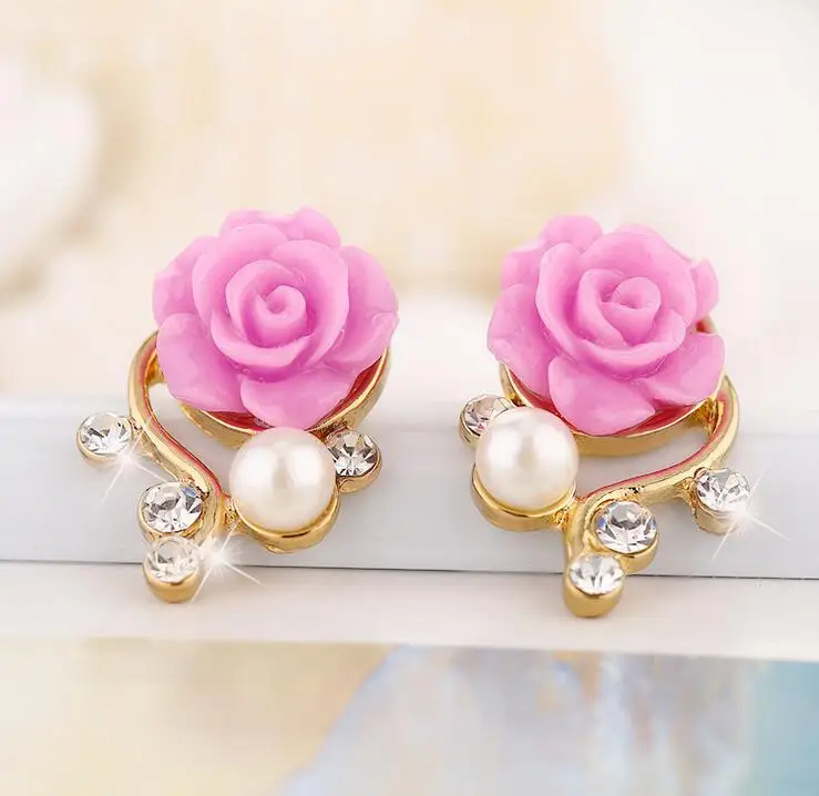 В Корейском стиле модные серьги с жемчугом женские розы Стразы в виде ракушки