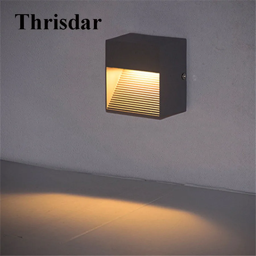 

Водонепроницаемый светодиодный настенный светильник Thrisdar, алюминиевое освещение для наружной лестницы, крыльца, двора, балкона, коридора, 3...