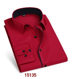 15135 camisa masculina 11 цветов S-5XL мода узкие длинные рукава свадебные жених рубашка большие размеры Деловые рубашки для мужчин - Цвет: 15135