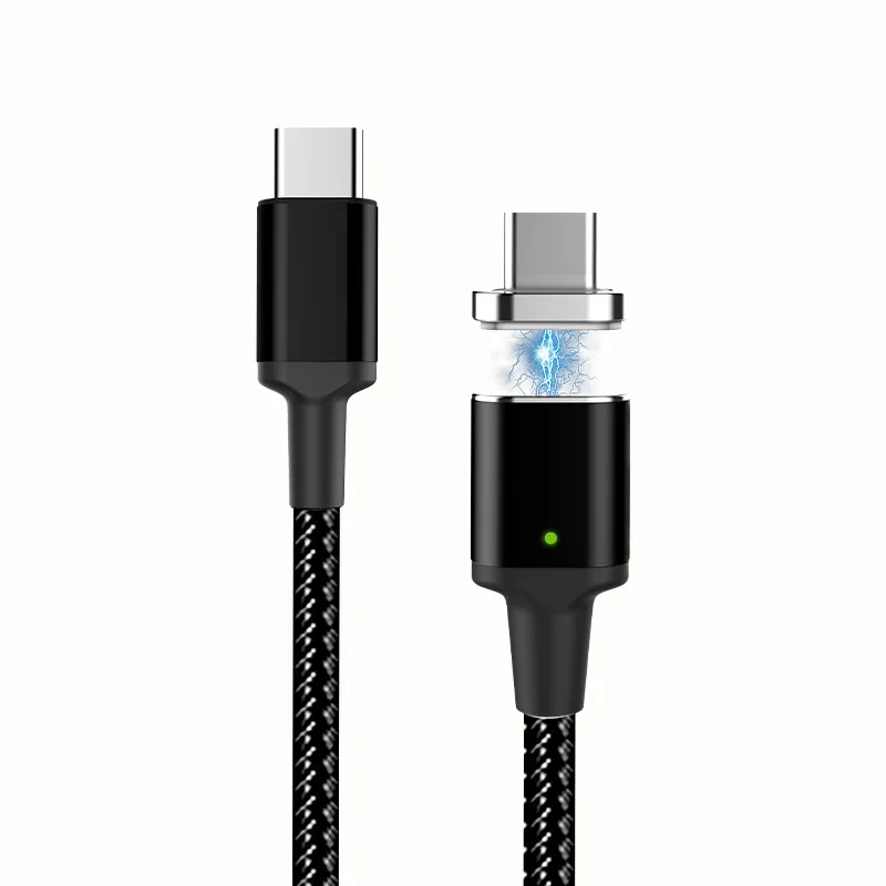 Черный Магнитный кабель usb type C PD 100 Вт 5А, супер быстрый кабель для зарядки и передачи данных 1,8 м для MacBook Pro магнитная зарядка повербанк samsung Galaxy S10 S9 huawei P30 USB-C магнитный кабель - Цвет: Черный
