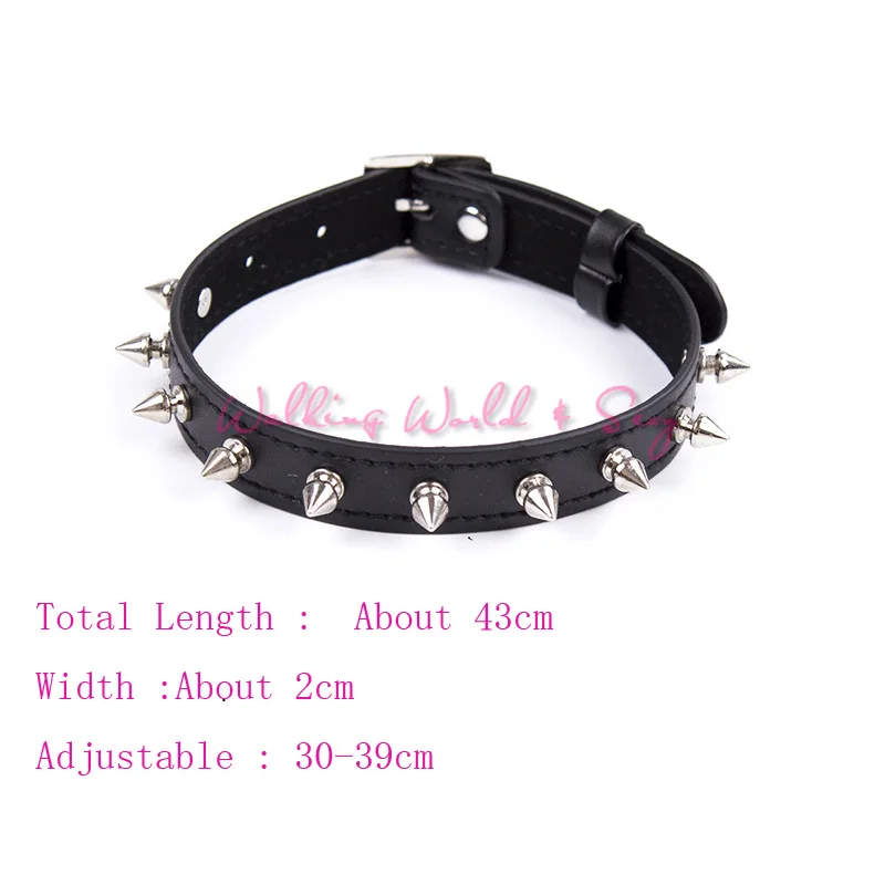 Черный фетиш ошейник из искусственной кожи с заклепками регулируемый воротник
