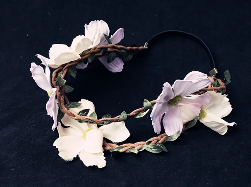 

Bridal Flower Garland Flower Crown Headband Wedding Fascinator Headwear Gril Party Headpiece Girls Bohemian Wreath High Quality