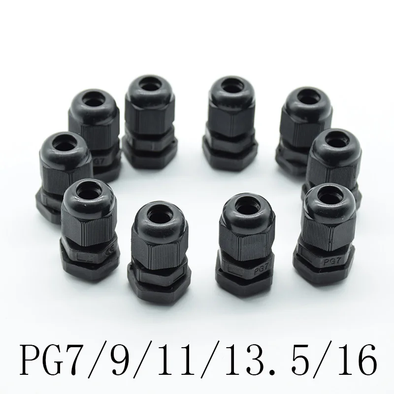 10 шт. IP68 черный PG7 PG9 PG11 PG13.5 PG16 для 3 6.5mm 14mm проводной кабель CE водонепроницаемый