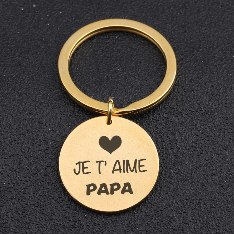 Новая мода Je T Aime Papa брелок для отцов подарки из нержавеющей стали брелоки мужчин
