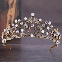 2018 new vintage bride crown hair accessories antique bronze crystal rhinestone bridal wedding hairband king queen crown tiaras