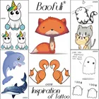 Baofuli лиса флэш Временные татуировки единорог мультфильм Dlophin искусство татуировки водонепроницаемый Кот поддельные татуировки детей тело рука ноги