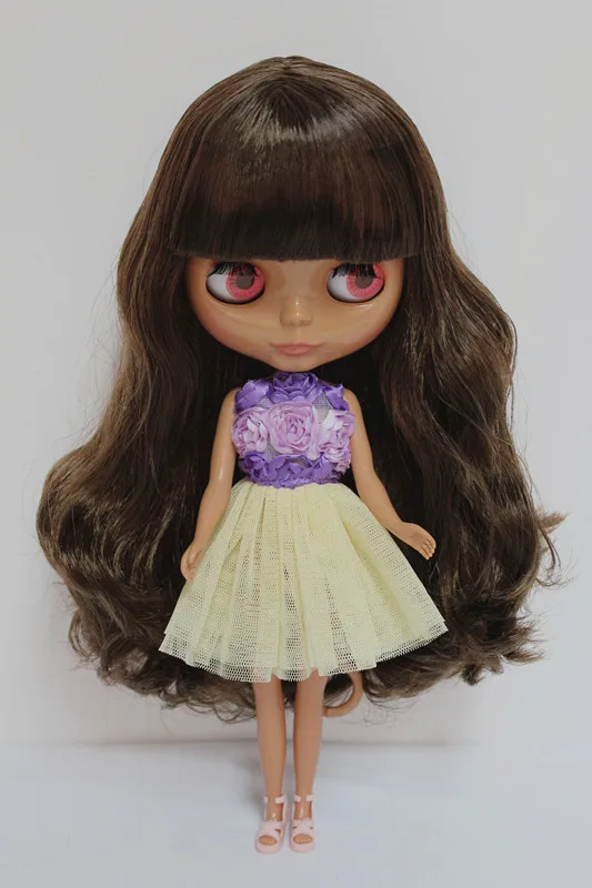 Blygirl Blyth doll brown curly hair Liu Hai black skin nude joint general body 7 can change the makeup | Игрушки и хобби