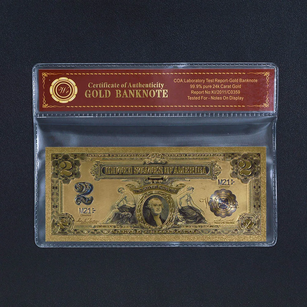 1899year USD2 Цветные 24k Gol фольга банкноты одна тысяча миллионов долларов мира бумага деньги Банкноты подарок - Цвет: 1899year USD2