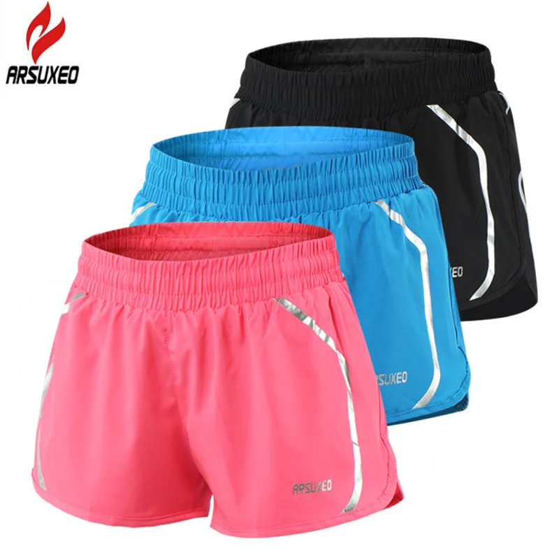 ARSUXEO женские шорты для бега девушек спортивные светоотражающие спортзала