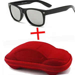 silver and red case Longkeader, крутые солнцезащитные очки для детей, солнцезащитные очки для детей, для мальчиков и девочек, солнцезащитные очки с защитой от ультрафиолета 400, чехол, подарок для детей - Цвет линз: silver and red case