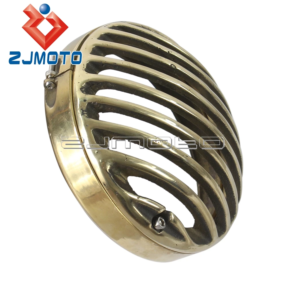 

Cafe Racer 4.5 inch Brass Motorcycle Headlight Grill Fairing Aluminum Headlight Cover protector For Harley Bobber Chopper