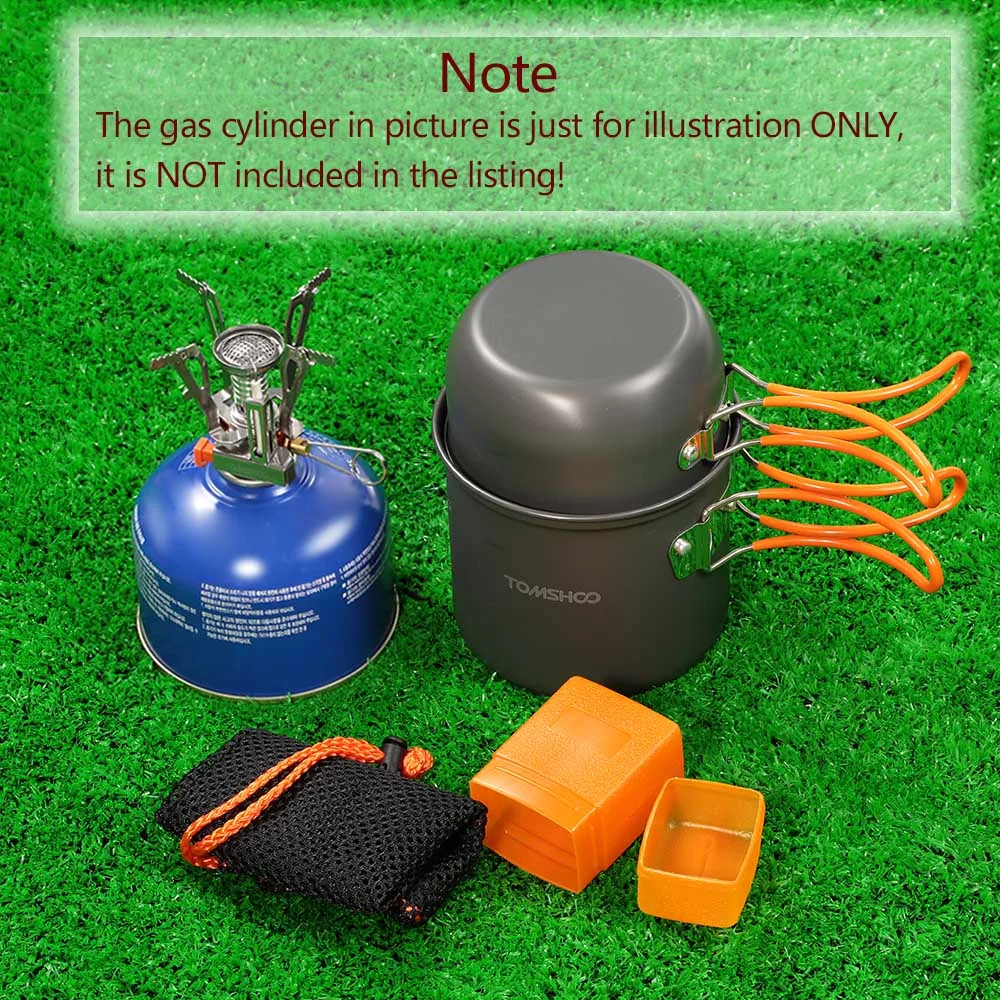 TOMSHOO Outdoor Camping Hiking Cookware with Mini Ignition Stove Backpacking Cooking Picnic Pot Set Cook | Спорт и развлечения