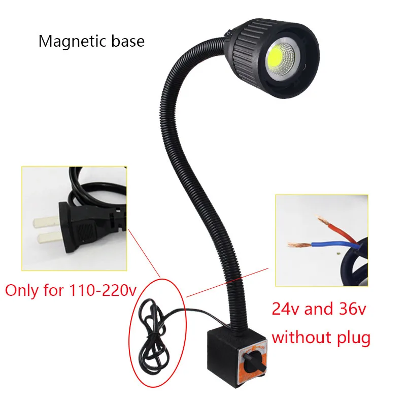 5W magnetic base Светодиодный светильник 3 Вт 4 Вт с магнитной основой, промышленный светодиодный светильник 5 Вт 24 В 220 В для токарного станка, гаражного фрезерного станка с ЧПУ, светильник ing - Цвет: 5W magnetic base