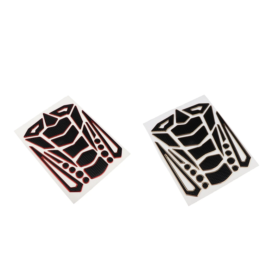 

2 Sets PVC Glue Anti-Slip Tank Pad Knee Protectors Gas Stickers Tank Traction Pads Protector for Motorcycle Golden+Red 182x140mm
