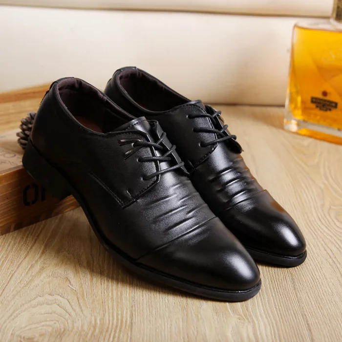 Fashion Leisure Men's Formal Dress Shoes PU Pointed Toe Slip-On Oxfords Low Business Wedding | Обувь