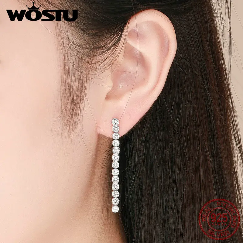WOSTU Новое поступление 100% Стерлинговое Серебро 925 пробы блестящие серьги гвоздики