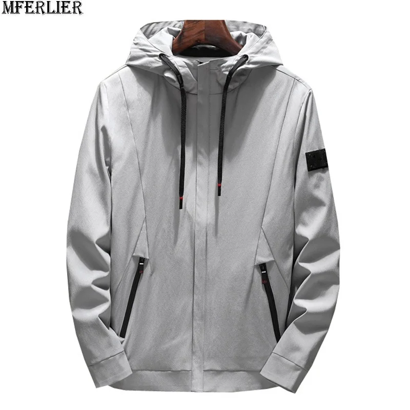 MFERLIER осенние мужские куртки с капюшоном темно-синие Большие размеры 6XL 7XL 8XL на молнии повседневные хипстерские куртки корейский стиль черное пальто красное