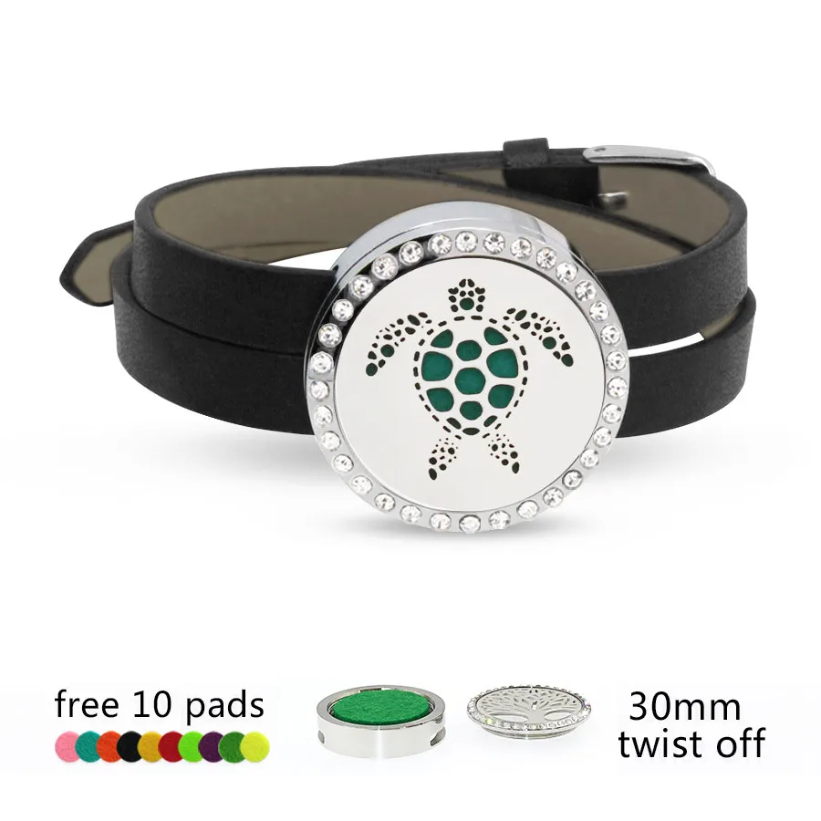 Bling Tortoise heart diffuser Bracelet Stainless Steel twist screw Essential Oil Diffuser locket Perfume Locket 10 Pads randomly | Украшения