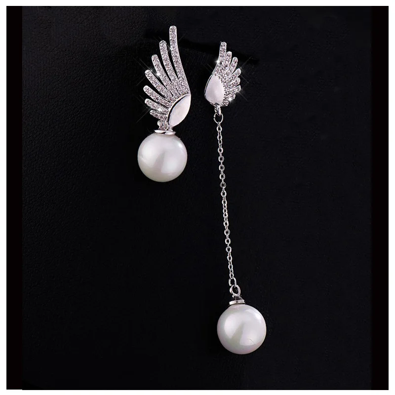 Женские асимметричные серьги гвоздики из стерлингового серебра 925 пробы с