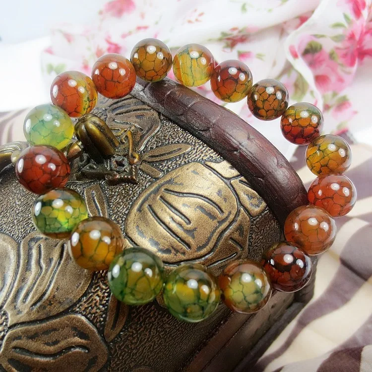 

Natural Peacock Dragon Agate Beads Bracelet GemStone Beaded Elastic Line Bracelet Men Jewelry Women Bracelet Can Drop Shipping