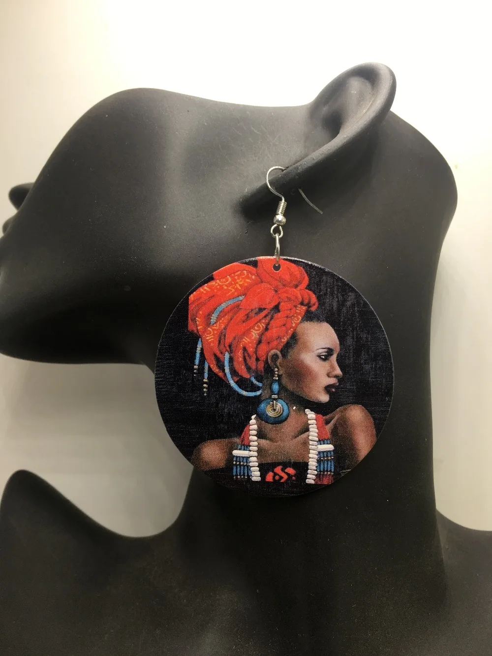 Деревянные серьги с принтом африканских женщин|wooden earrings|african wooden earringswooden african