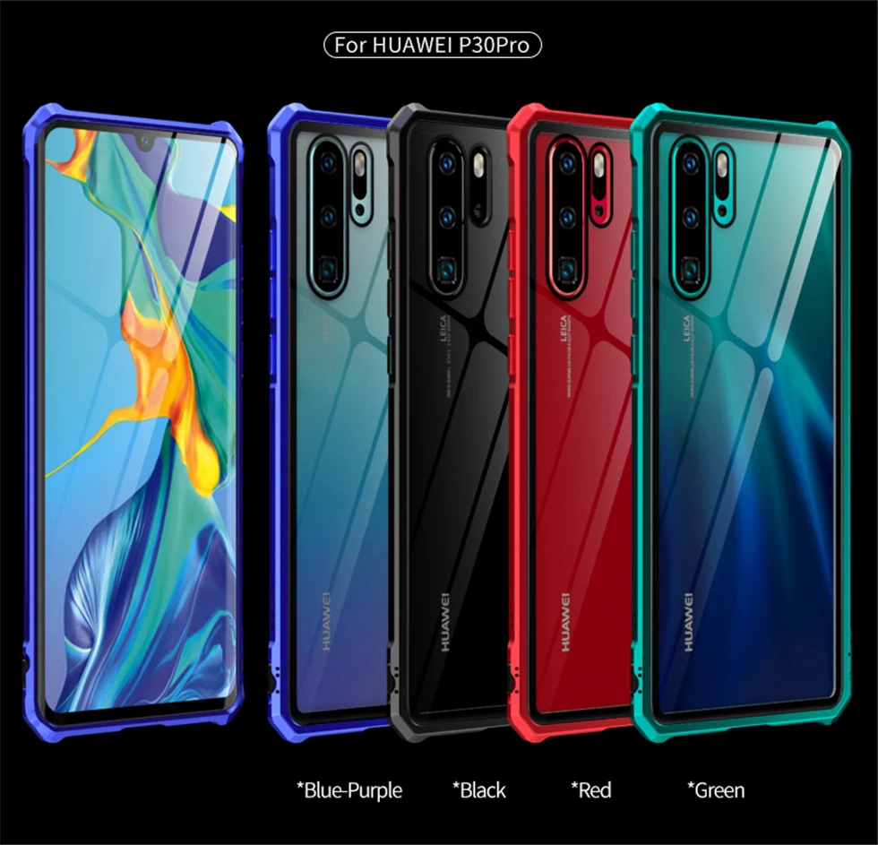 Роскошный металлический чехол для телефона huawei P30 Pro Lite, противоударный корпус, бампер и 9H стекло, задняя крышка huawei P30 Pro, чехол s On