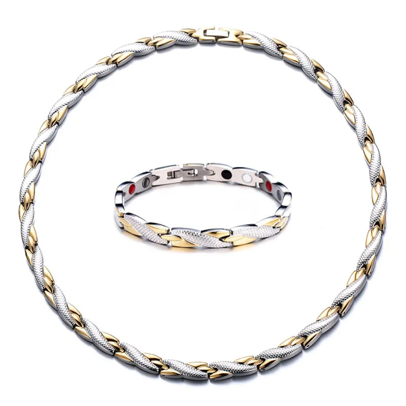 Модное ожерелье с магнитным браслетом для мужчин и женщин из нержавеющей