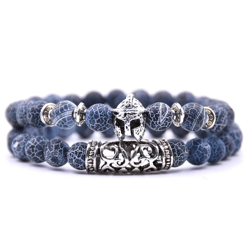 KANGKANG 2 шт./компл. Charm 18 цветов из натурального камня, В рыцарском стиле шлем браслеты из нержавеющей стали для Для женщин Для мужчин прохладный ослепительно браслет - Окраска металла: 11