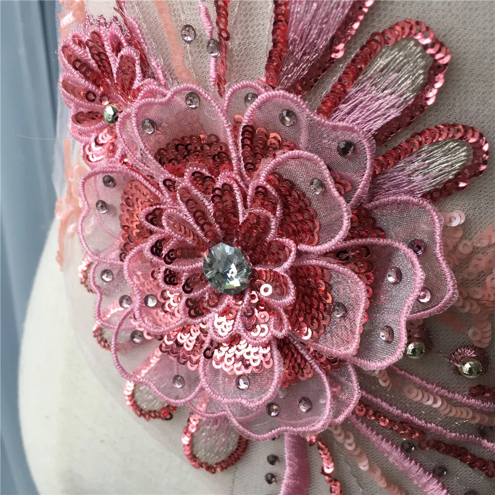 LASUI 36*15 см 26*11 розового золота 3D Аппликации из кружева с пайетками bedazzle юбкой для