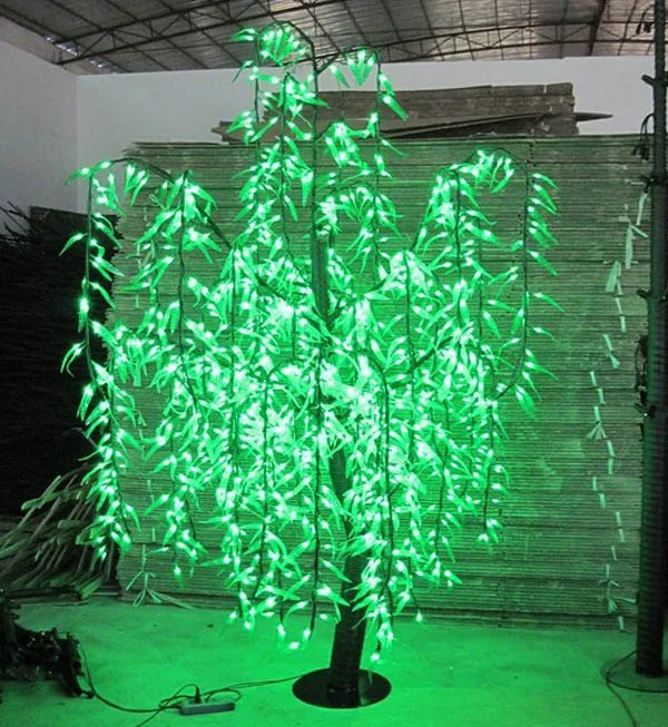 

LED Willow Tree Light LED 1296Bpcs LEDs 2m/6.6FT Green Color Rainproof Indoor or Outdoor holiday party christmas new year Use