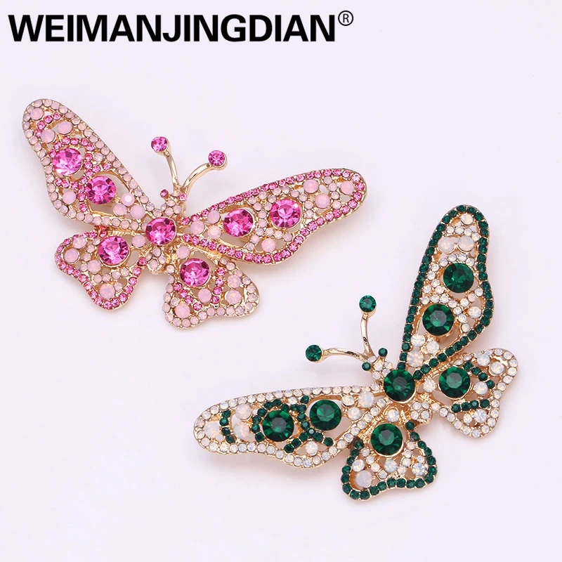 WEIMANJINGDIAN, Новое поступление, многоцветные, инкрустированные, Кристальные стразы, Бабочка, ювелирная брошь, булавки для женщин, в ассортименте