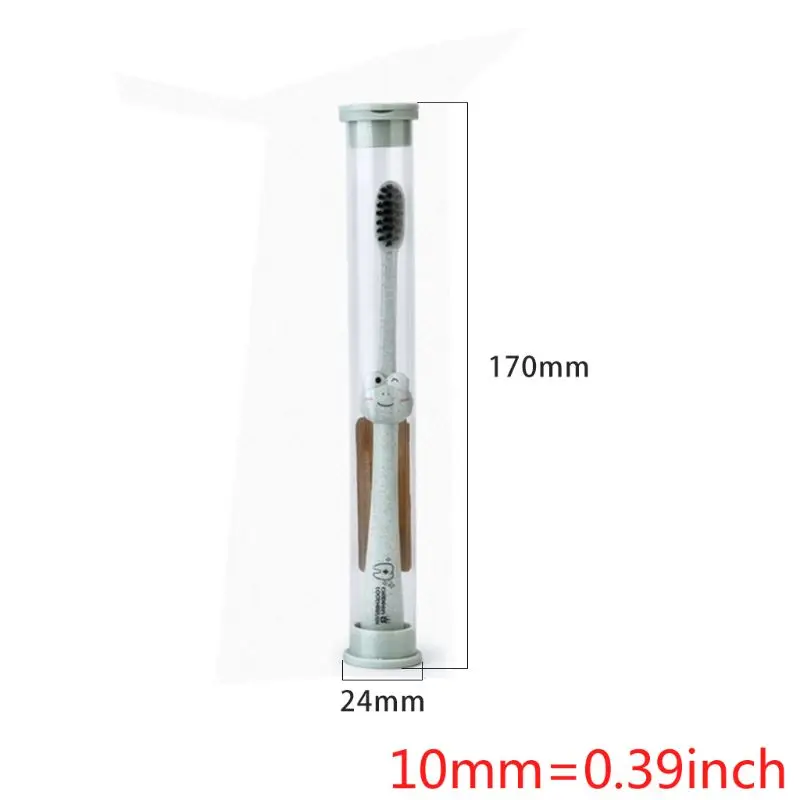 Cepillo de dientes para beb&eacute; con mango de dibujos animados, cuidado bucal, paja de trigo Natural, bamb&uacute;-4