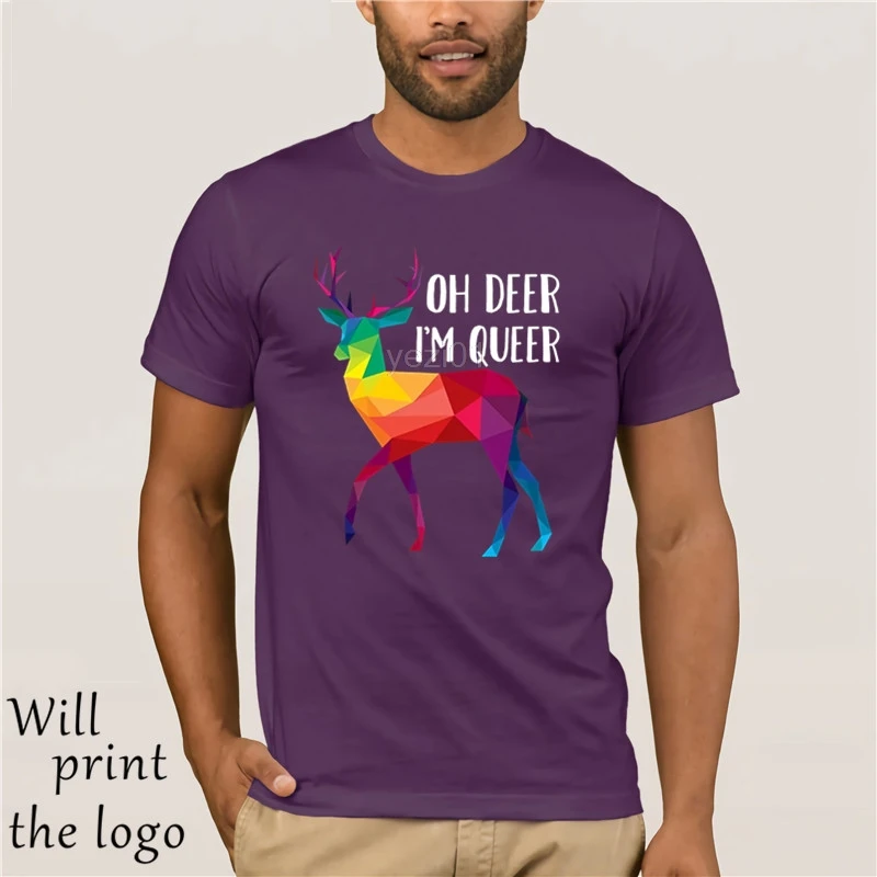 2018 новая мужская футболка oh Deer I'm Queer Смешной Каламбур Футболка ЛГБТ гей Прайд