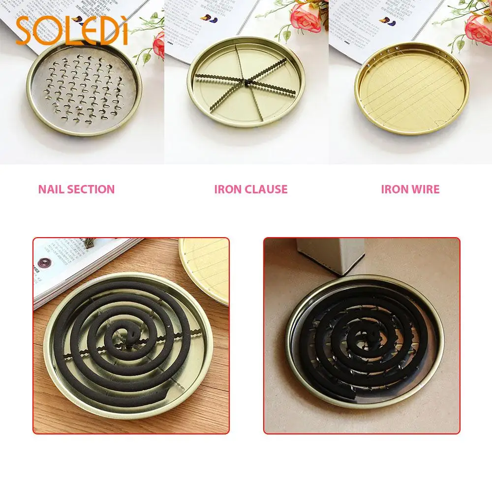 

Protable Mosquito Coils Tray Mosquito Coils Plate Sandalwood Coil Holder Durable Round Alloy Hotels Toilets Insect Sandalwood