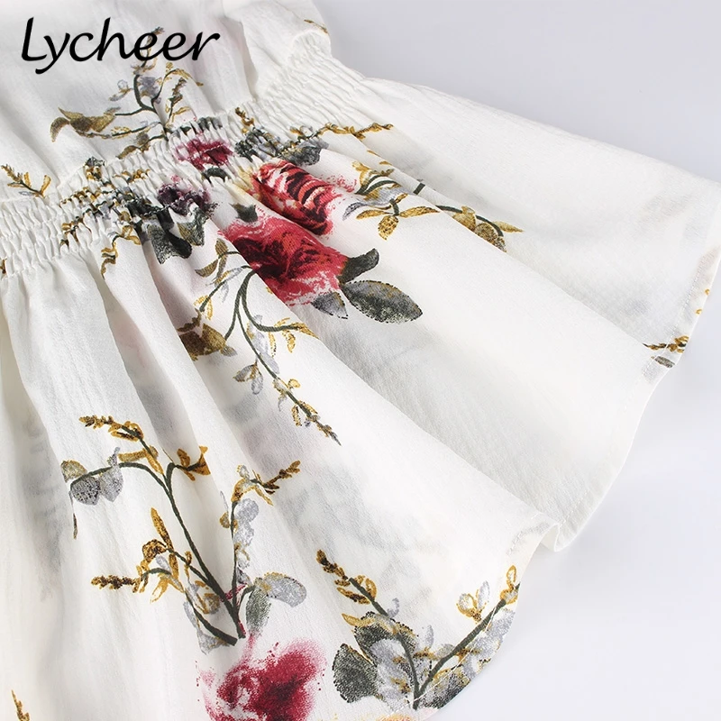 Женская блузка с цветочным принтом Lycheer Летняя Повседневная большого размера