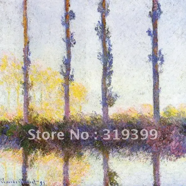 Картина маслом Клода Моне четыре тополя на берегу реки эпте возле Giverny ручная