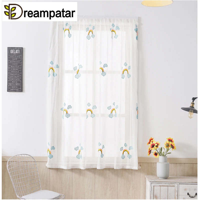 Dreampatar чистый белый Радужный жаккард Тюль декоративная штора перегородка для