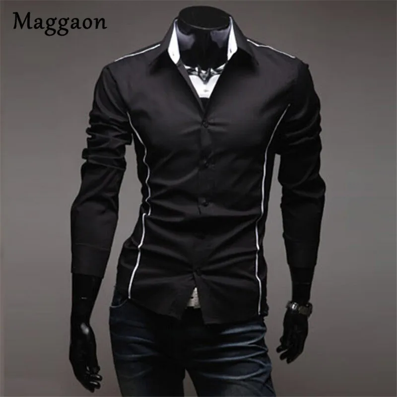 Новинка 2018 модные повседневные мужские рубашки с длинным рукавом эластичные