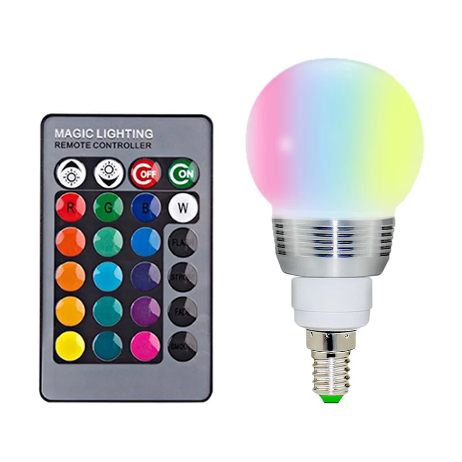 Светодиодный светильник E27 E14 85 265 V 110 220 RGB светодиодный 16 цветов Изменение