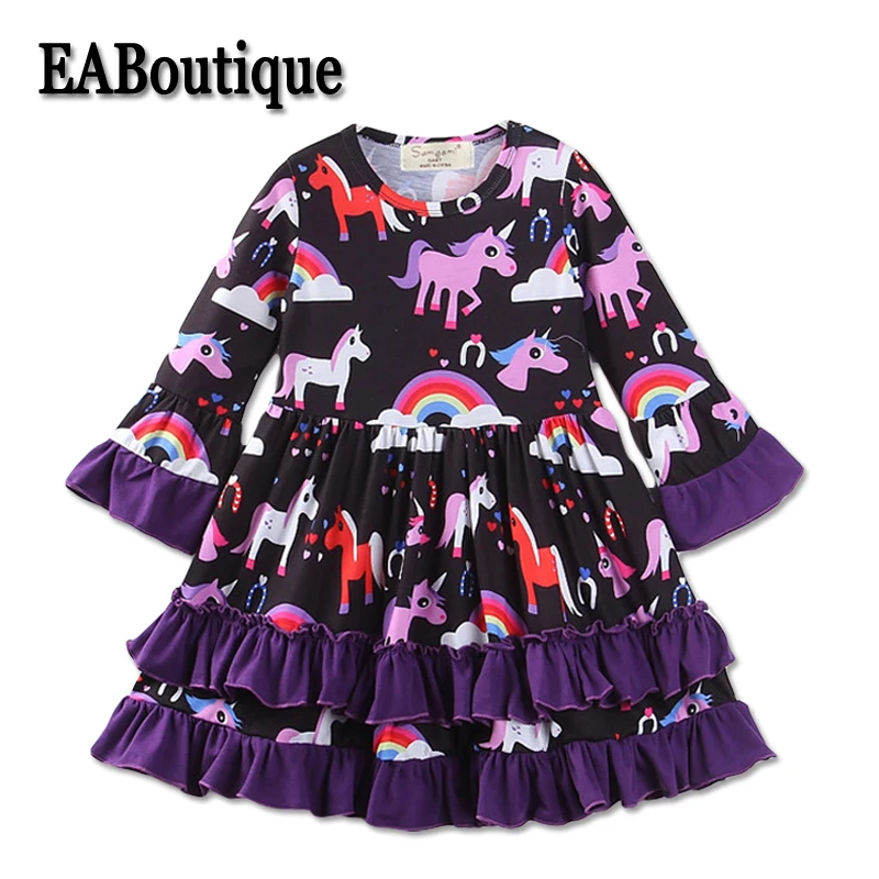 EABoutique/зимнее модное платье для девочек с героями мультфильмов фиолетовое