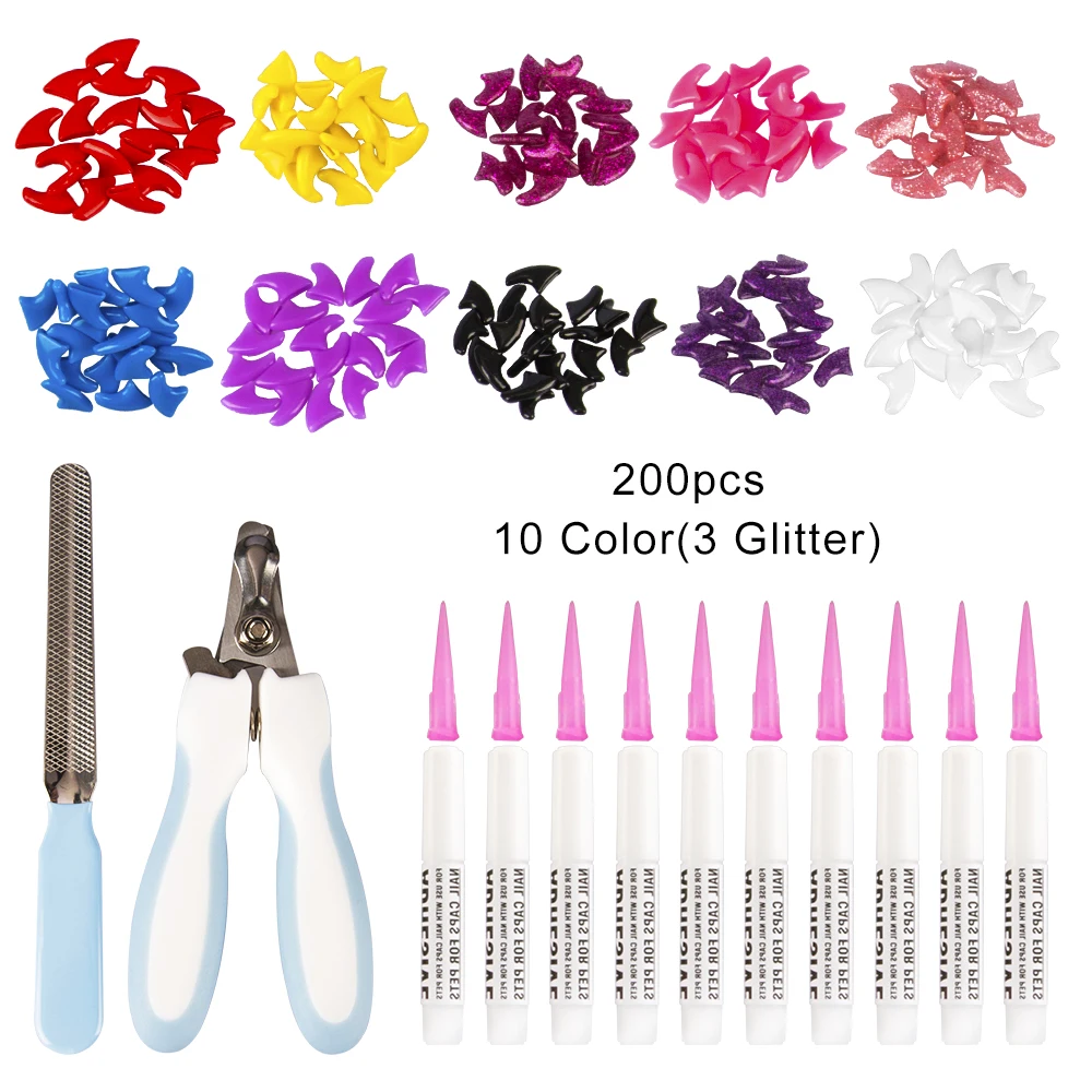 

200pcs Soft Pet Cat Nail Caps dog Nailclippers Pet manicure tool Nail Clipper Tool Cats Paws Grooming Nail Claws Caps Covers