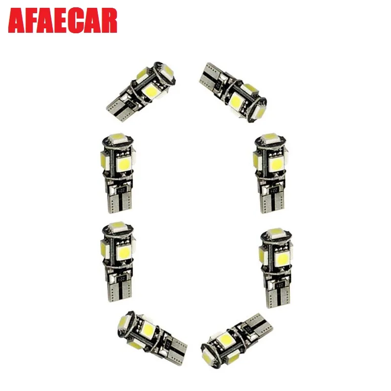 AFAECAR 50 шт. T10 W5W светодиод 5050 5SMD Canbus без ошибок 12 в автомобильный светодиод