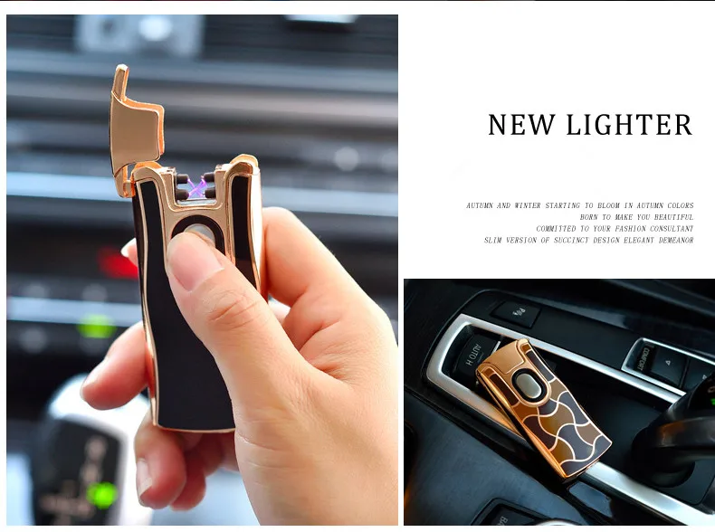 Новая USB электрическая двойная дуговая металлическая зажигалка перезаряжаемая плазменная зажигалка с сенсорным зондированием импульсный крест гром Ligthers