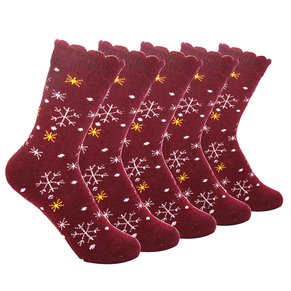 Женские носки из шерсти кролика на весну и зиму толстые теплые рождественские