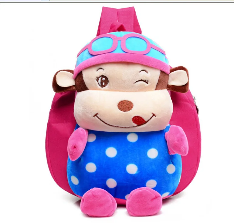 Plush Cartoon Kid Backpack cute glasses monkey Child School Bag For Boy Girl Baby mochilas infantis sac enfant | Багаж и сумки
