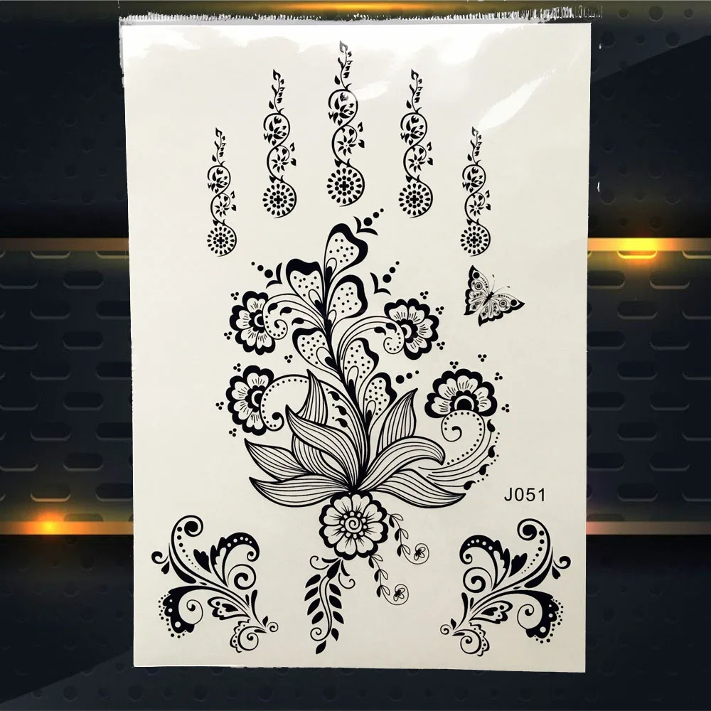 Временная татуировка мандалы для женщин черная хна художественные наклейки тела