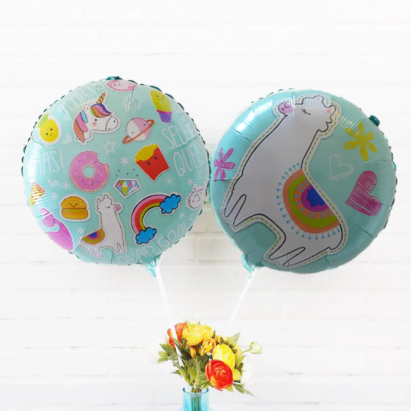1pcs 18inch round4 1 шт. 45*62 см новые воздушные шары из фольги ламы Мультяшные животные Альпака воздушный шар для мальчиков и девочек сувениры для вечеринки ко дню рождения и подарки гелий - Цвет: 1pcs 18inch round4