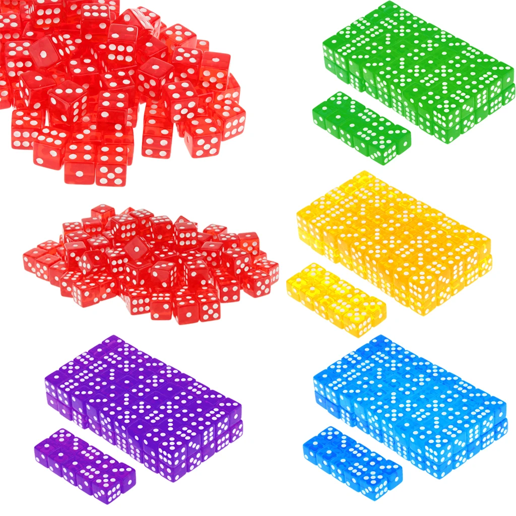 

Забавные акриловые 100 x полупрозрачные 16 мм шестигранные игральные кости RPG игры Красочные игральные кости для семьи дети партии клуб для иг...