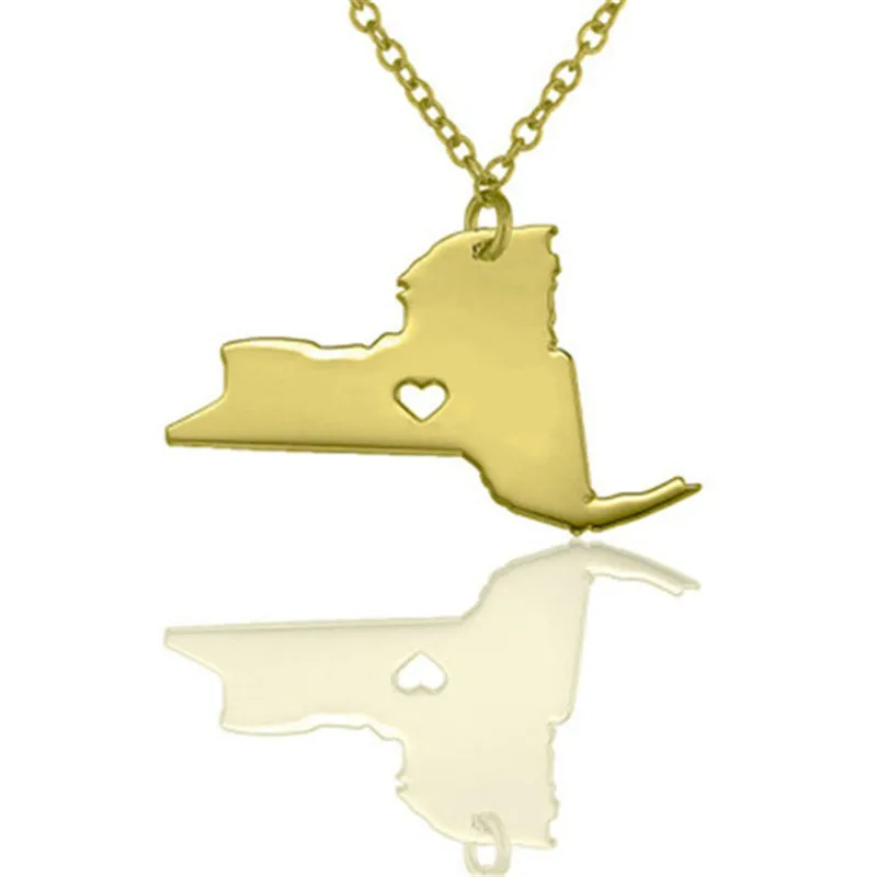 

New York State Necklace United States Map Necklace Stainless Steel Hot Trend Jewelry New Fashion Popular Jewelry