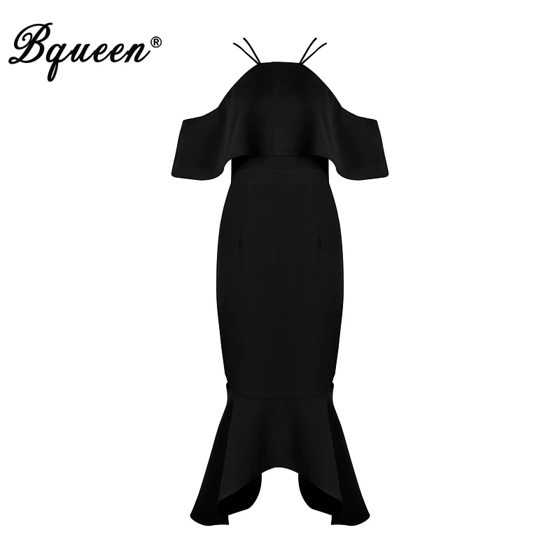Bqueen 2017 новое сексуальное платье с открытыми плечами средней длины рыбий хвост